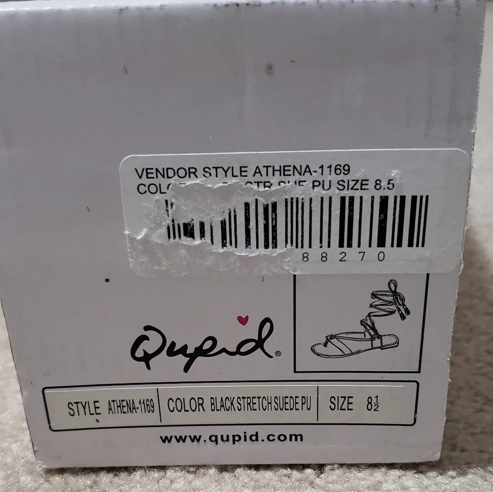 Black Stretch Suede Qupid Women's Sandals, Style ATHENA-1169, in Size 8.5 - Picture 4 of 5